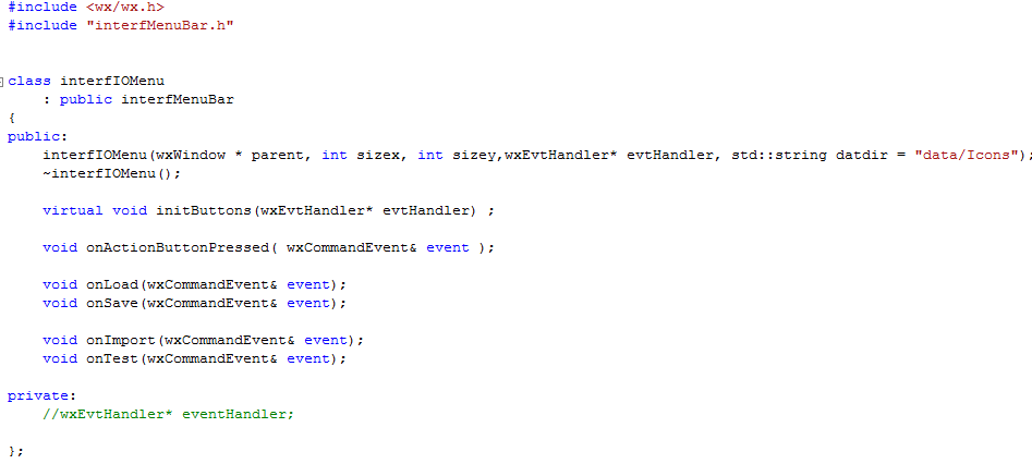 This image shows the code contained within the hader file of the interfIOMenu class