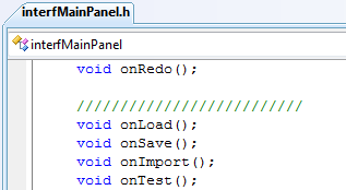 An image which shows how in the interfMainPanel class the callback functions are defined