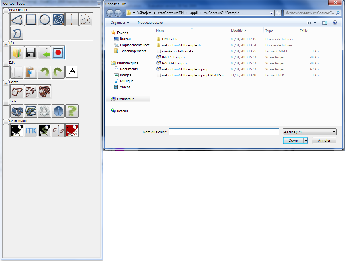 Image which shows the file selector window being shown once one clicks on the newly created button